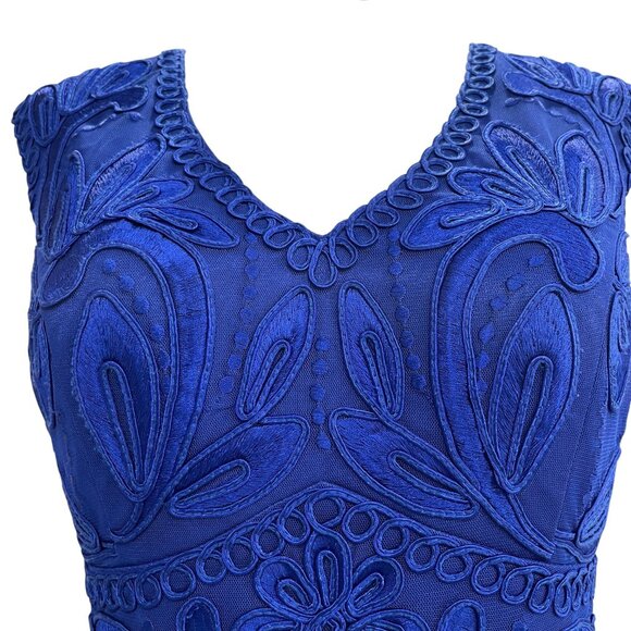 Sue Wong Blue Embroidered Mesh Cocktail Dress Size 10 Elegant Formal Wedding - Picture 10 of 13